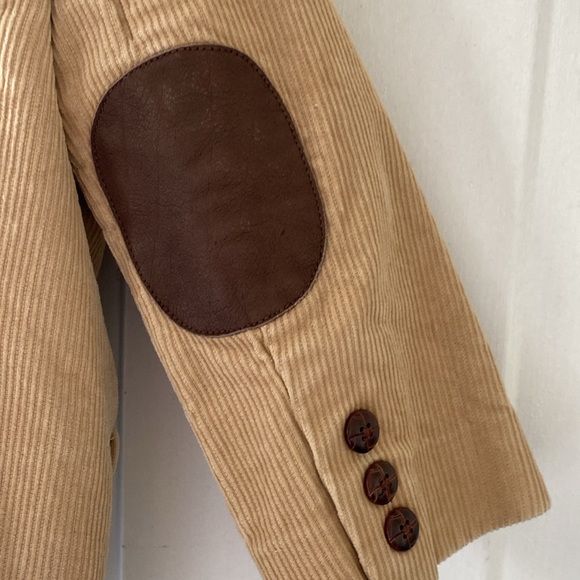 Janie and Jack Tan Corduroy Blazer Brown Faux Leather Elbow Pads. 18-24 Months - Picture 2 of 10